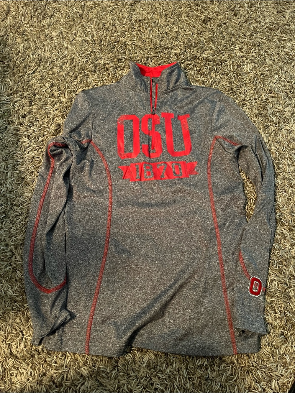 OSU Women's Gray & Red Quarter-Zip Pullover Sweatshirt